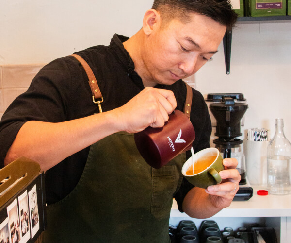 Barista makes the perfect cup of coffee